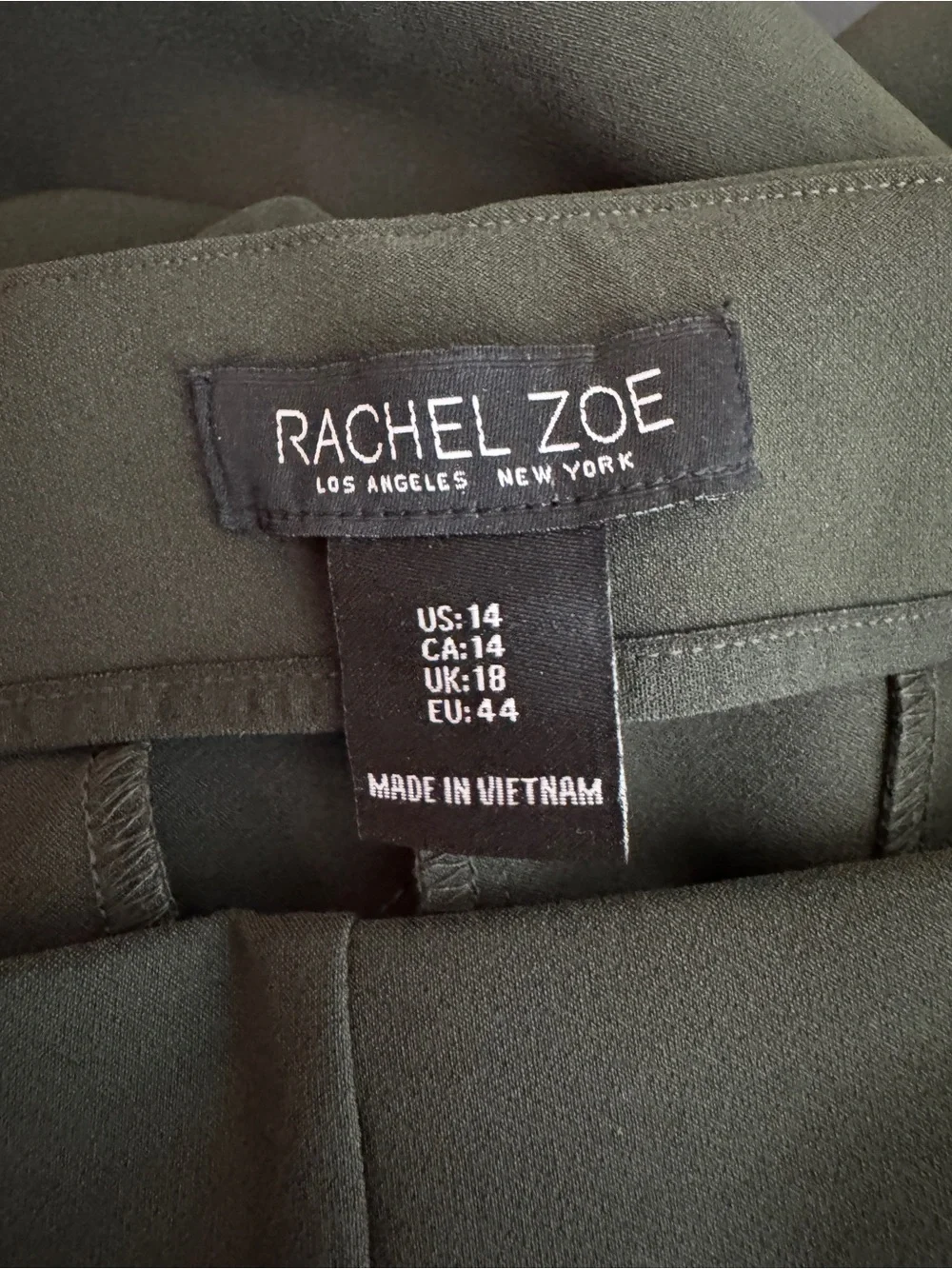 WP116 {Rachel Zoe} Dark Green Pleated Straight Leg Pull On Ponte Dress Pants